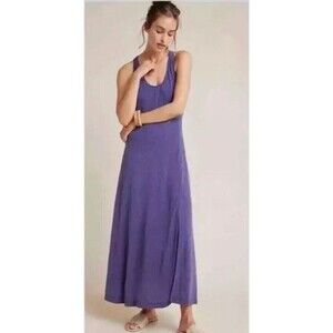 Maeve Anthropologie Womens Melanie Racer Back Lace Maxi Dress Size Medium Purple